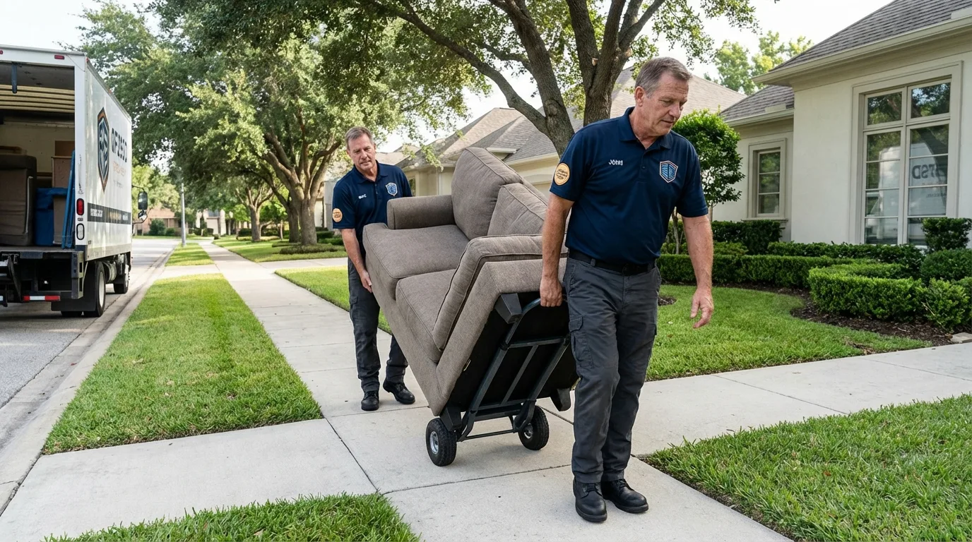Local residential moving crew loading furniture in Rushville, IN